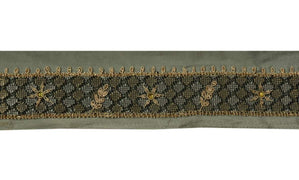 Vintage Sari Border Indian Craft Trim Hand Beaded Zardozi Gray Lace Ribbon