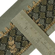 Vintage Sari Border Indian Craft Trim Hand Beaded Zardozi Gray Lace Ribbon