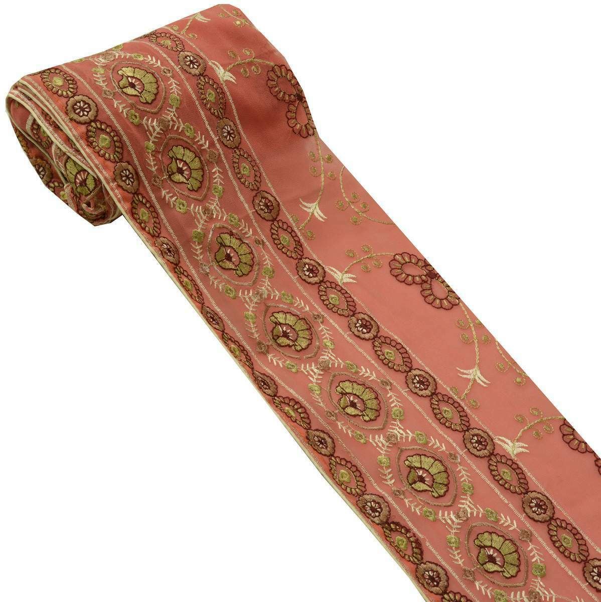 Antique Vintage Sari Border Indian Craft Trim Embroidered Pink Lace Ribbon