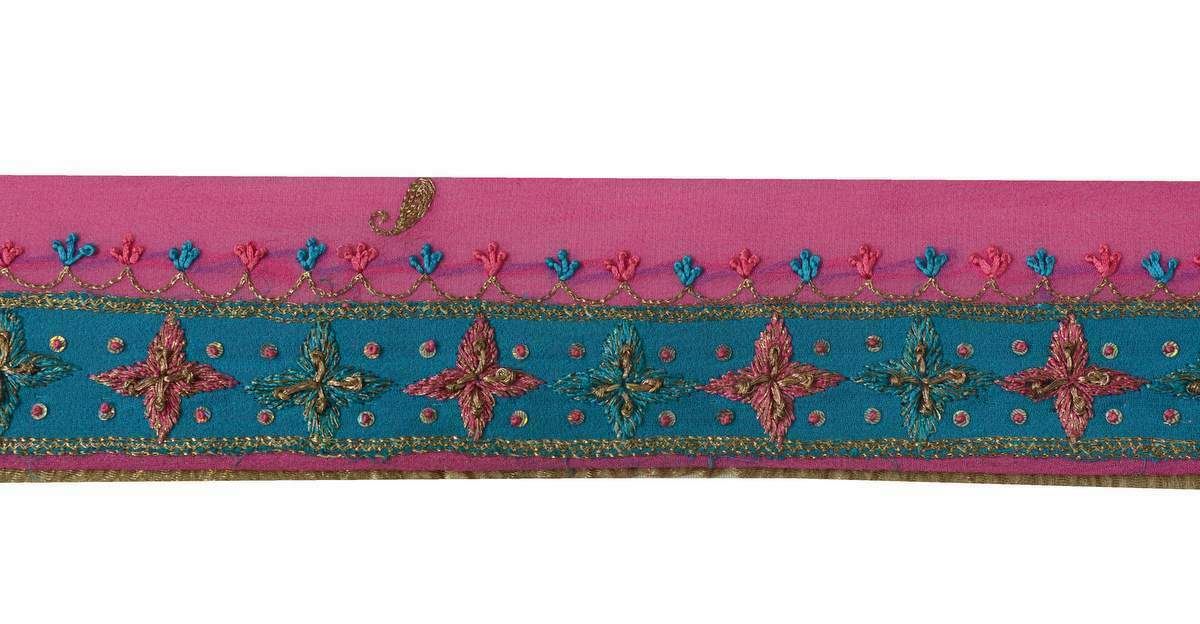 Vintage Sari Border Indian Craft Trim Hand Embroidered Patch Work Lace Ribbon