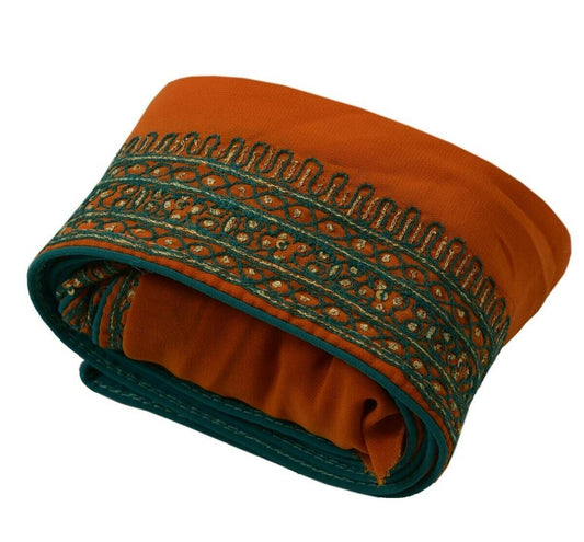 Antique Vintage Sari Border Indian Craft Trim Embroidered Rust Lace Ribbon