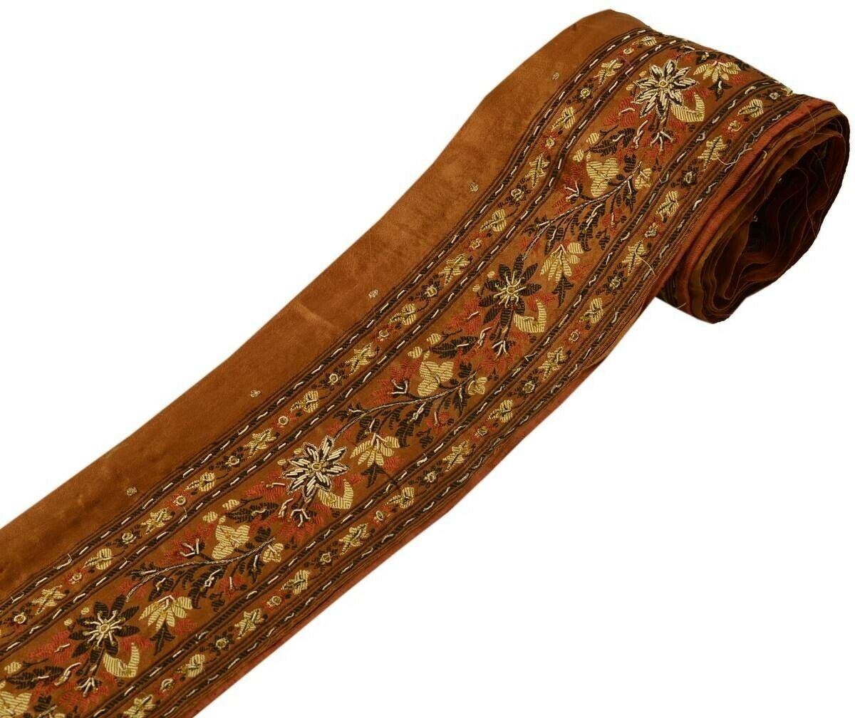 Antique Vintage Sari Border Indian Craft Trim Hand Beaded Woven Lace Ribbon