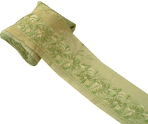 Antique Vintage Sari Border Indian Craft Trim Embroidered Green Lace Ribbon