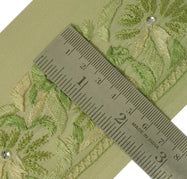 Antique Vintage Sari Border Indian Craft Trim Embroidered Green Lace Ribbon