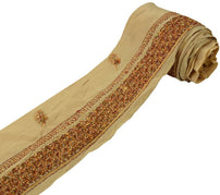 Antique Vintage Sari Border Indian Craft Trim Hand Embroidered Beige Lace Ribbon