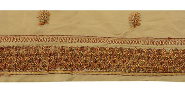 Antique Vintage Sari Border Indian Craft Trim Hand Embroidered Beige Lace Ribbon