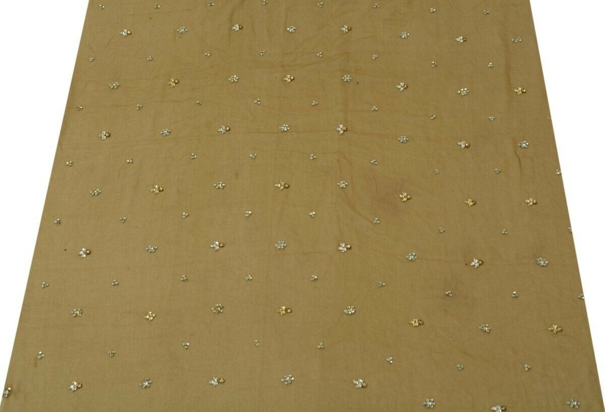 Indian Art Silk Vintage Sari Remnant Scrap Fabric for Sewing Craft Brown