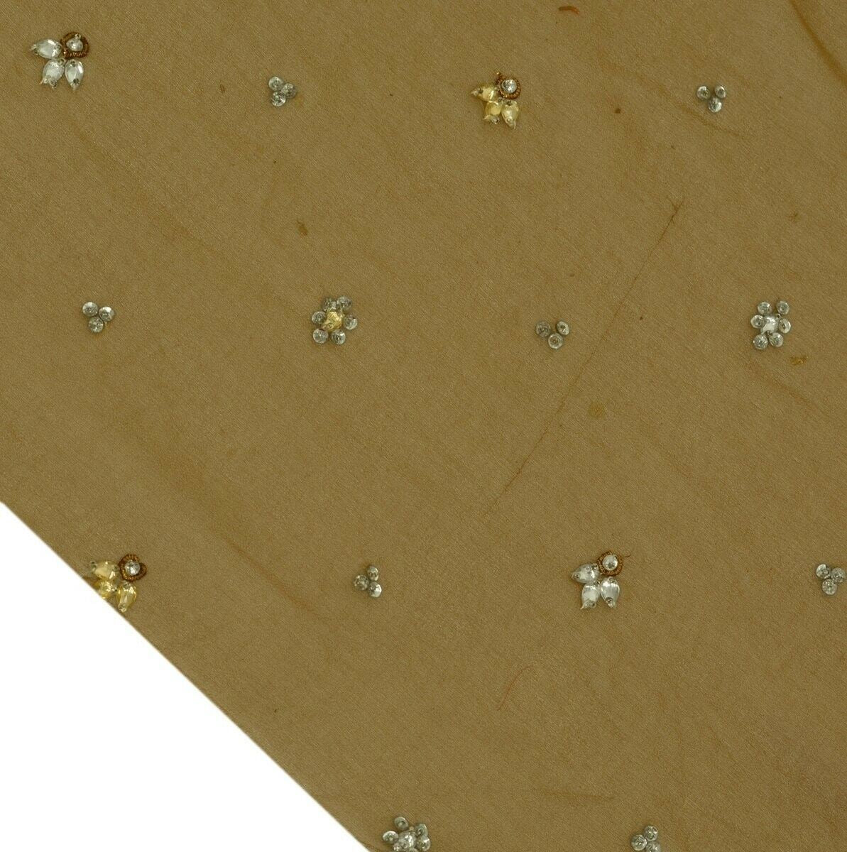 Indian Art Silk Vintage Sari Remnant Scrap Fabric for Sewing Craft Brown