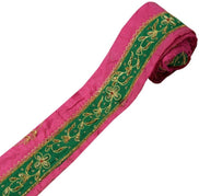 Vintage Sari Border Indian Craft Trim Hand Beaded Embroidered Ribbon Lace Green