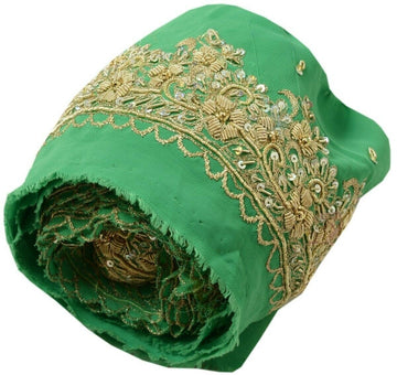 Vintage Sari Border Indian Craft Trim Hand Beaded Embroidered Ribbon Lace Green