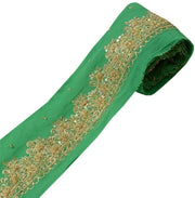 Vintage Sari Border Indian Craft Trim Hand Beaded Embroidered Ribbon Lace Green