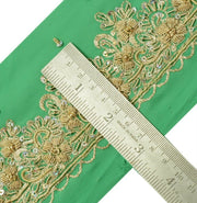 Vintage Sari Border Indian Craft Trim Hand Beaded Embroidered Ribbon Lace Green