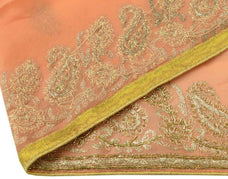 Vintage Sari Border Indian Craft Trim Hand Beaded Embroidered Ribbon Lace Peach