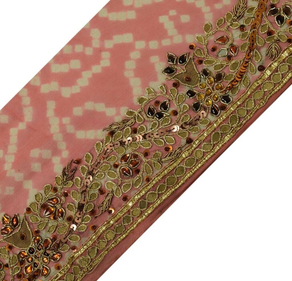 Vintage Sari Border Indian Craft Sewing Trim Hand Beaded Gota Patti Ribbon Lace