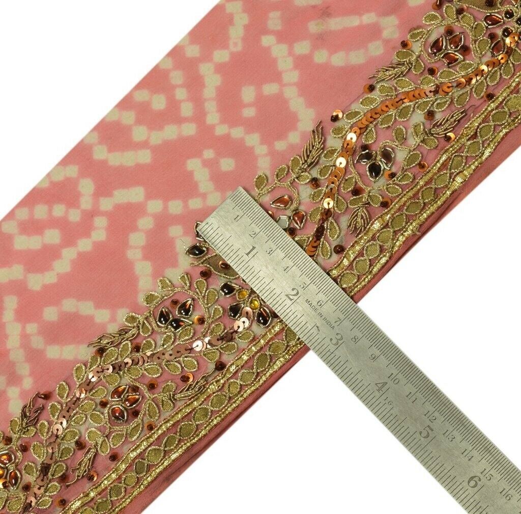 Vintage Sari Border Indian Craft Sewing Trim Hand Beaded Gota Patti Ribbon Lace