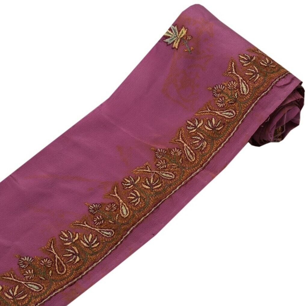 Vintage Sari Border Indian Craft Sewing Trim Hand Embroidered Lace Magenta