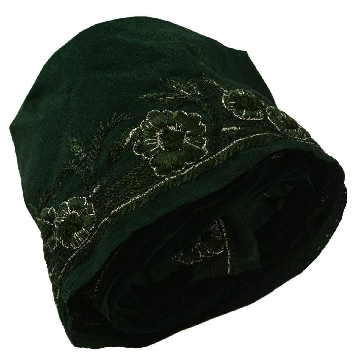 Vintage Sari Border Indian Craft Trim Lace Embroidered Floral Green Ribbon Wrap