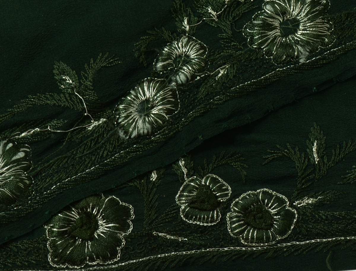 Vintage Sari Border Indian Craft Trim Lace Embroidered Floral Green Ribbon Wrap