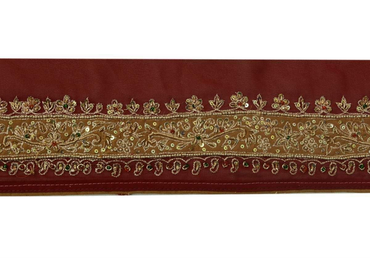 Vintage Sari Border Indian Craft Trim Hand Beaded Patch Work Lace Ribbon Wrap