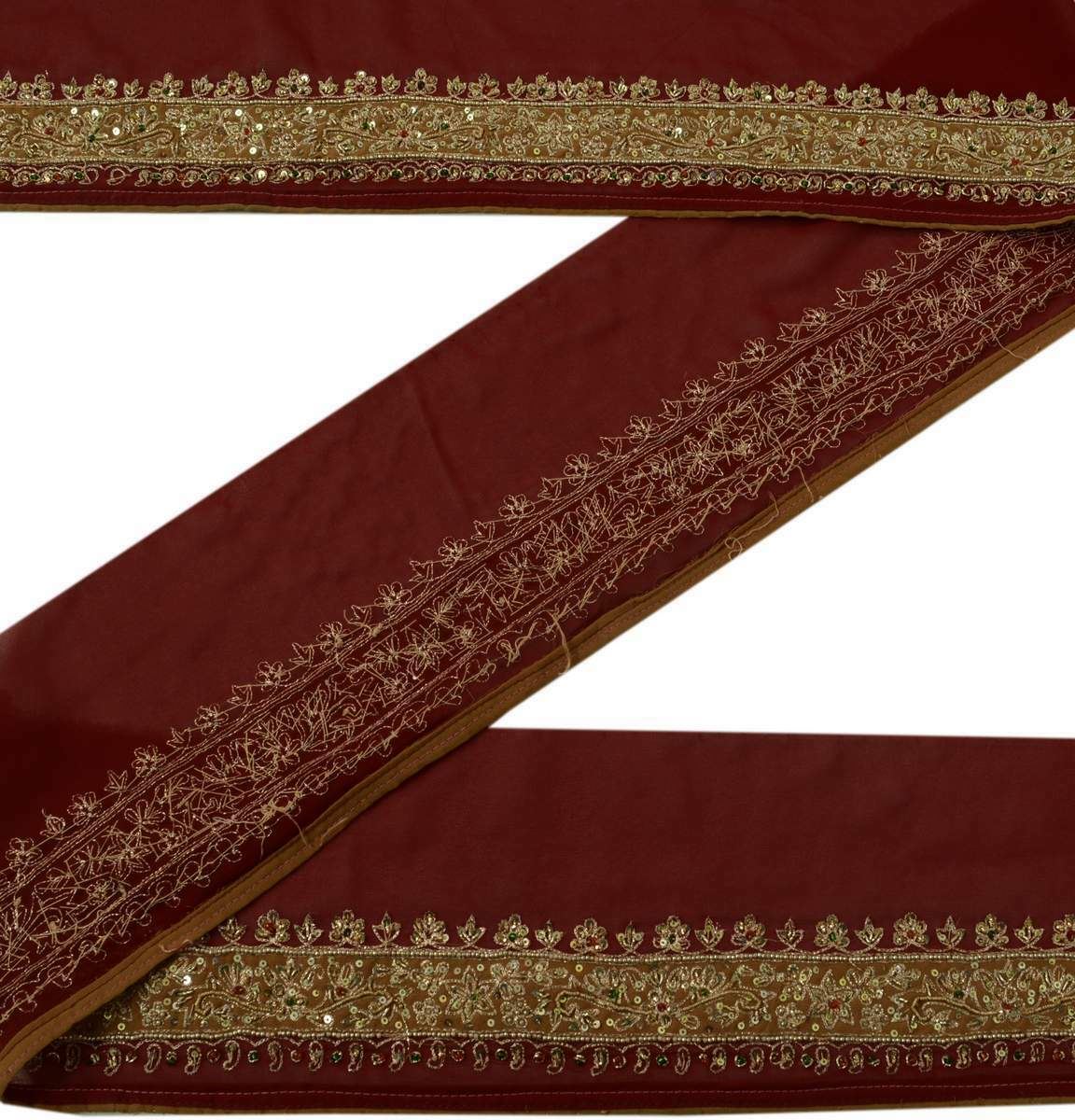 Vintage Sari Border Indian Craft Trim Hand Beaded Patch Work Lace Ribbon Wrap
