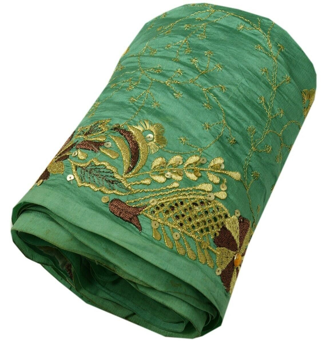 Vintage Sari Border Indian Craft Trim Embroidered Cut work Ribbon Lace Green