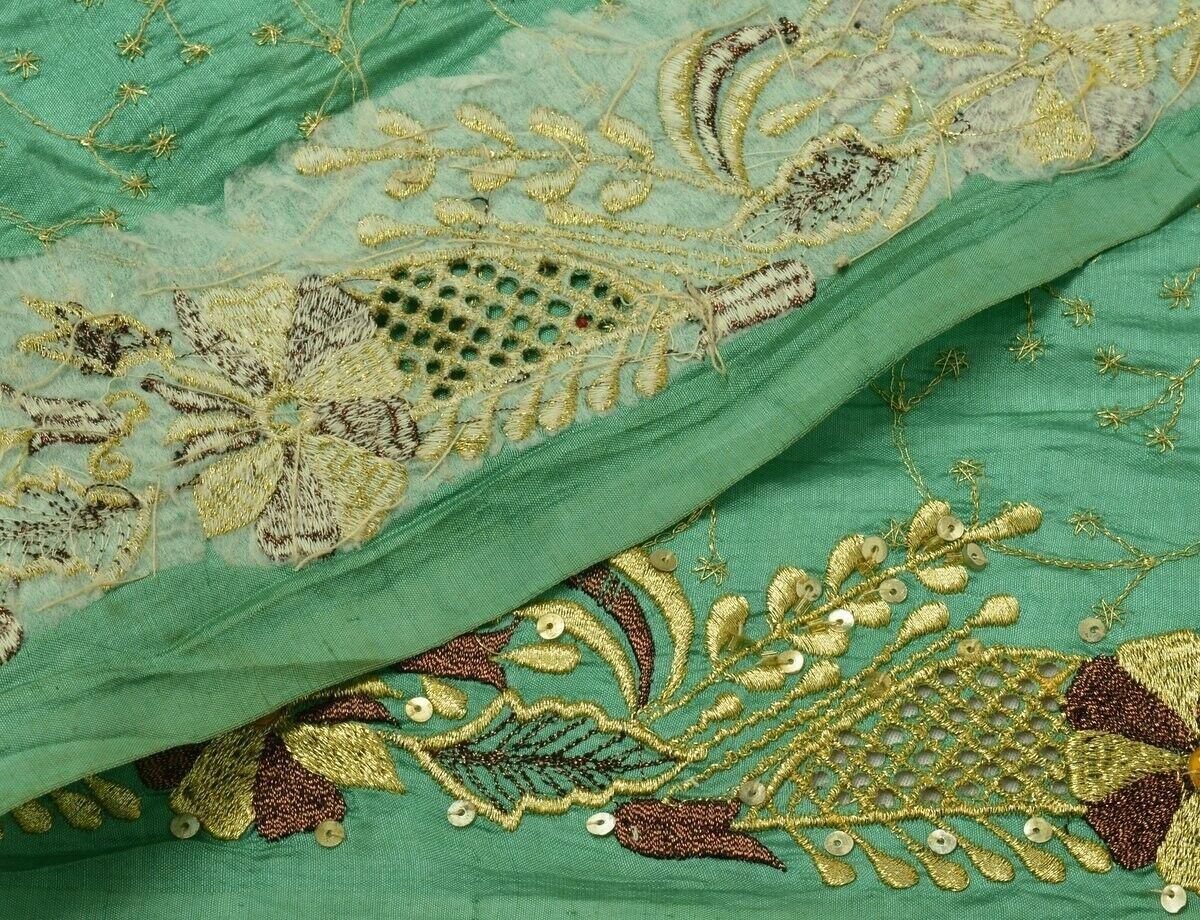 Vintage Sari Border Indian Craft Trim Embroidered Cut work Ribbon Lace Green