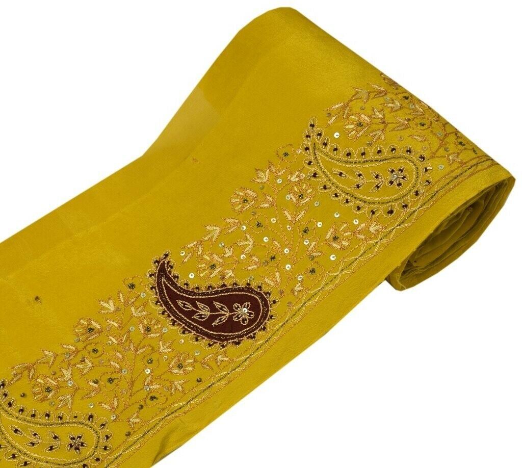 Vintage Sari Border Indian Craft Sewing Trim Hand Beaded Embroidered Ribbon Lace