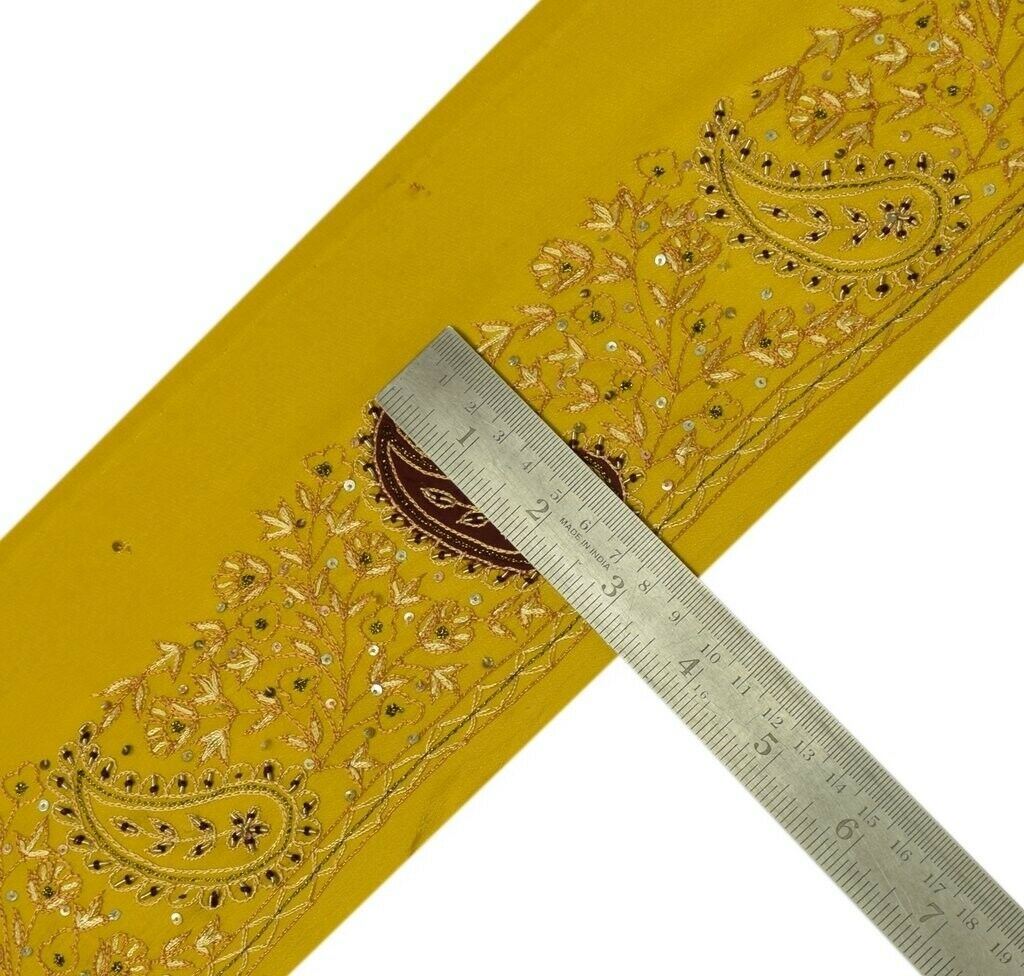 Vintage Sari Border Indian Craft Sewing Trim Hand Beaded Embroidered Ribbon Lace