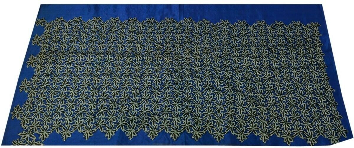 Vintage Saree Multi Purpose Design Fabric Piece for Sew Craft Embroidered Blue