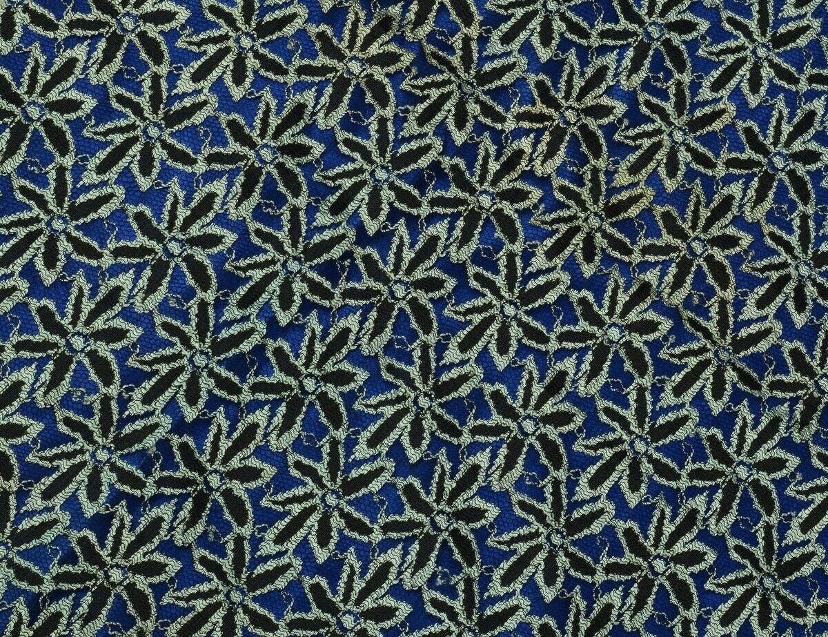 Vintage Saree Multi Purpose Design Fabric Piece for Sew Craft Embroidered Blue