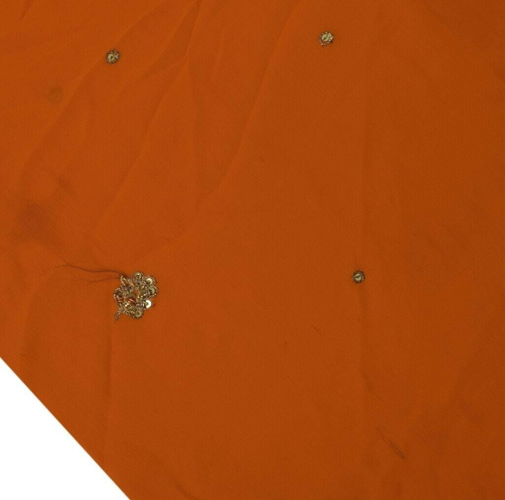 Blend Georgette Vintage Sari Remnant Scrap Fabric for Sewing Craft Rusty Orange