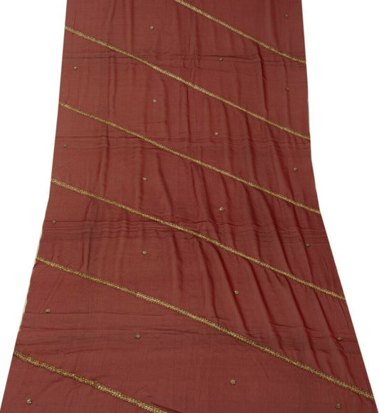 Indian Art Silk Vintage Sari Remnant Scrap Fabric for Sewing Craft Maroon