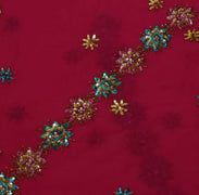 Indian Art Silk Sequins Emb Vintage Sari Remnant Scrap Fabric for Sewing Craft