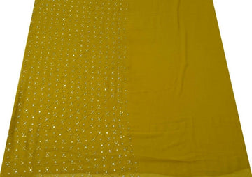 Indian Art Silk Vintage Sari Remnant Scrap Fabric for Sewing Craft Green