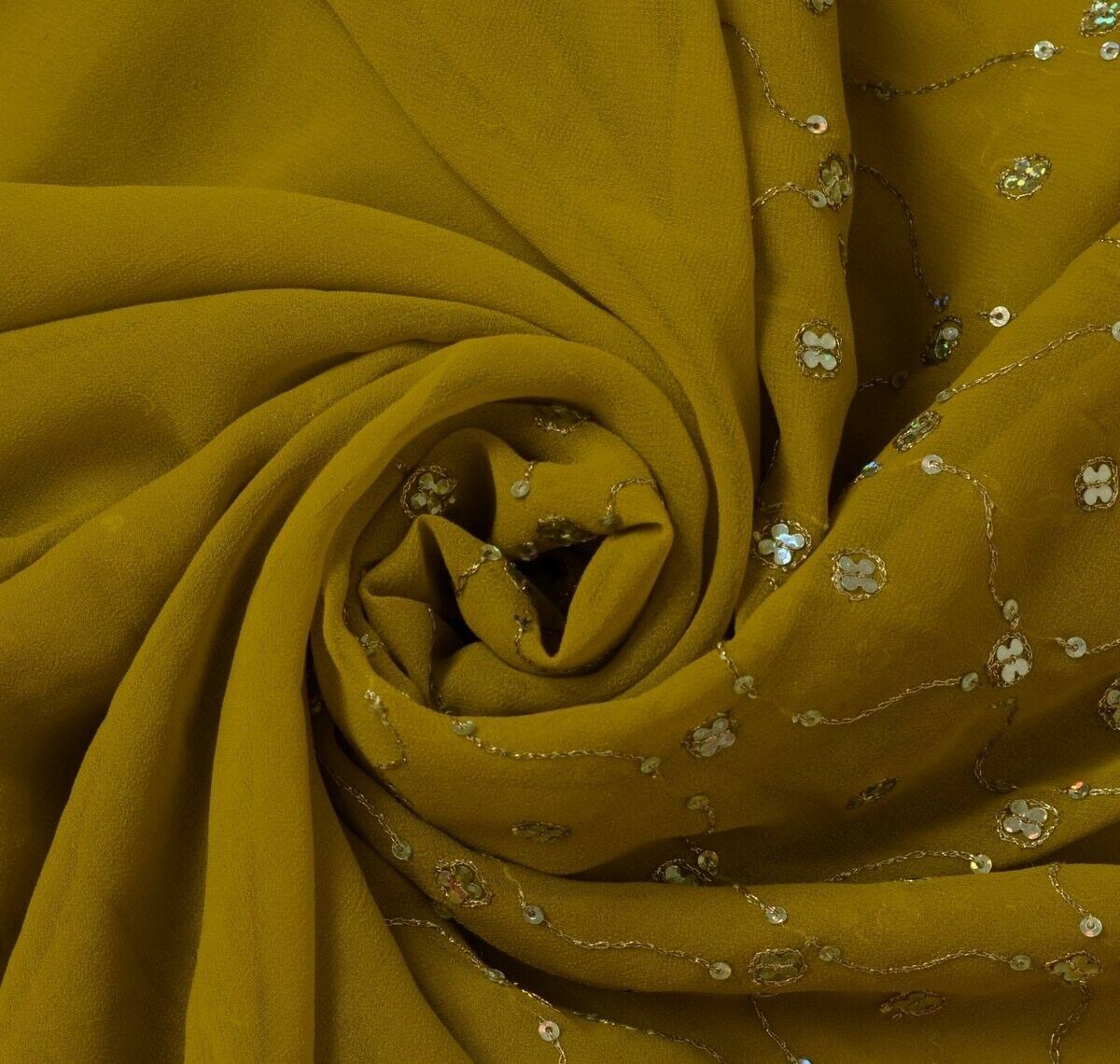 Indian Art Silk Vintage Sari Remnant Scrap Fabric for Sewing Craft Green