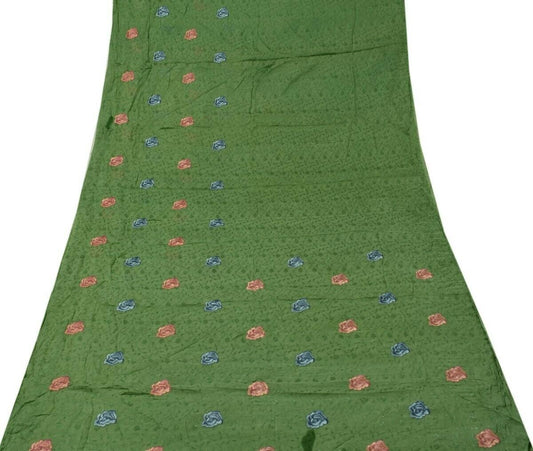 Indian Art Silk Self Woven Vintage Sari Remnant Scrap Fabric for Sewing Craft