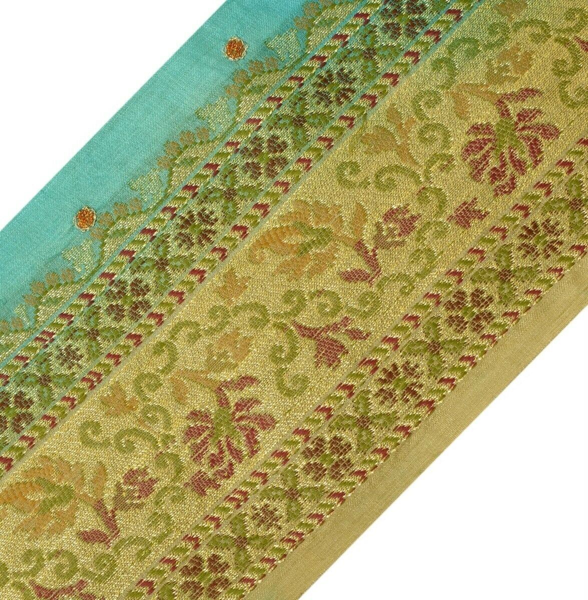 Vintage Sari Border Indian Craft Trim Woven Cream Sewing Ribbon Lace