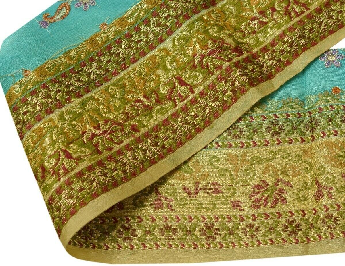 Vintage Sari Border Indian Craft Trim Woven Cream Sewing Ribbon Lace
