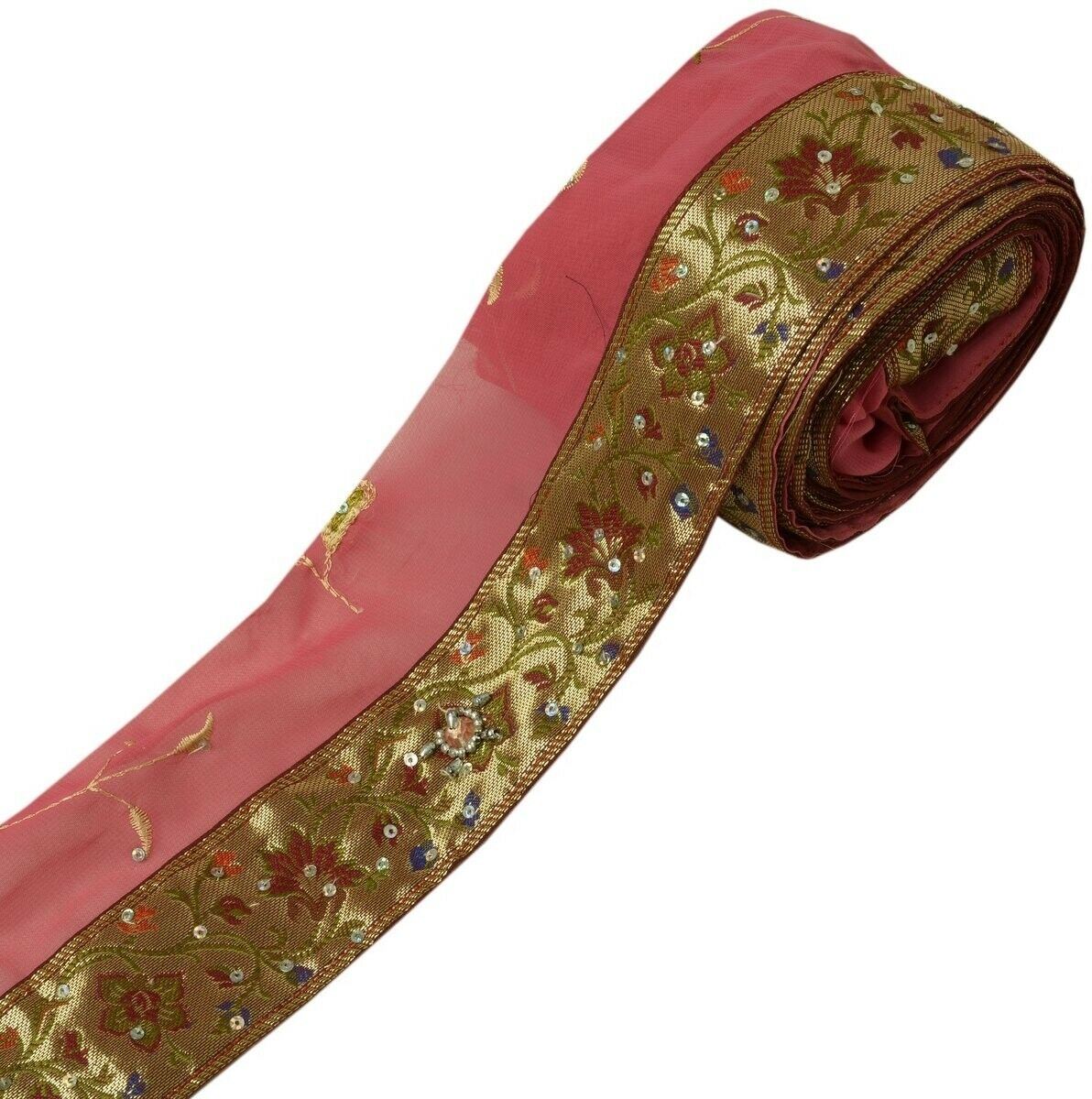 Vintage Sari Border Indian Craft Trim Zari Woven Hand Work Ribbon Lace Golden