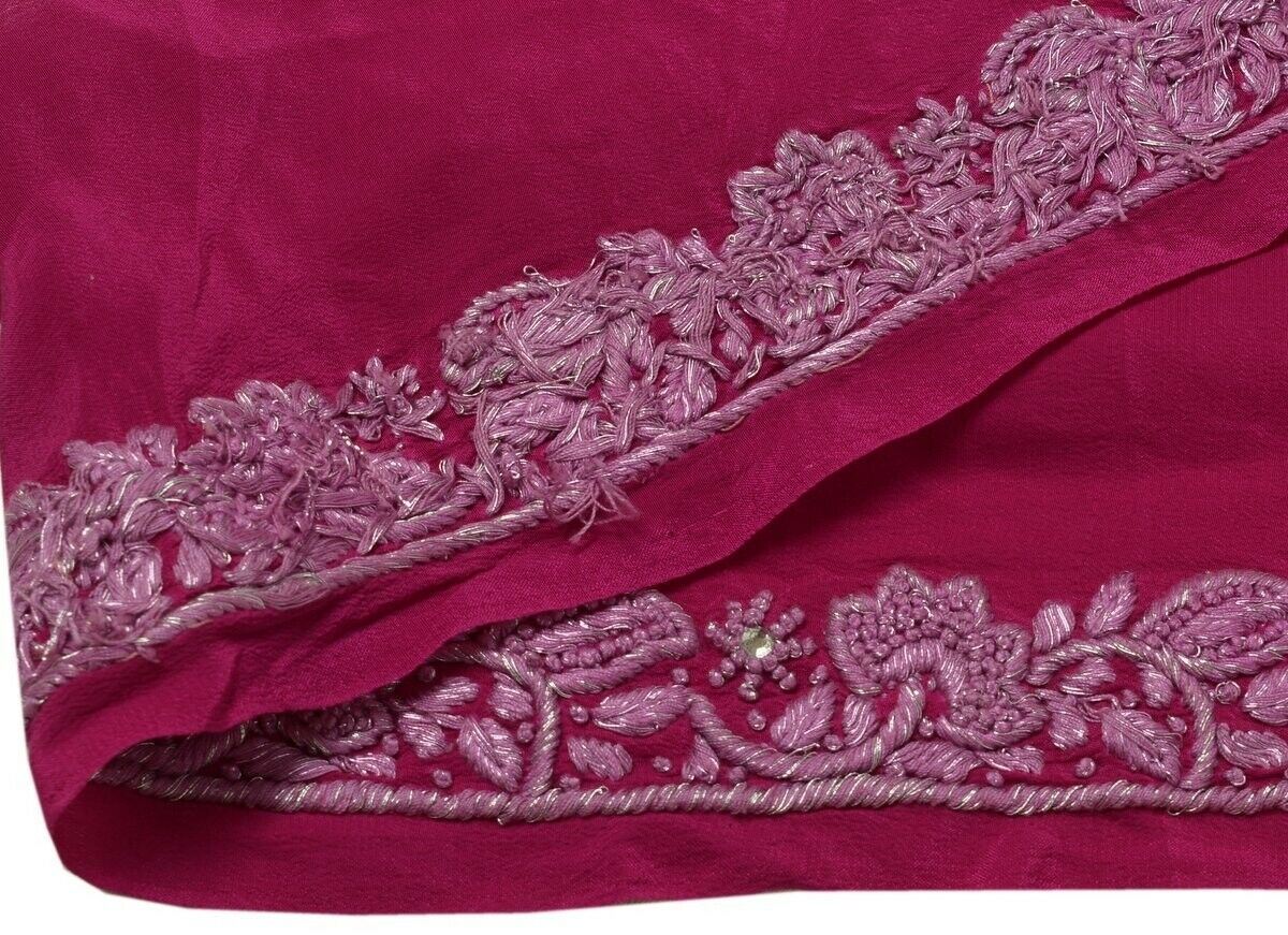 Vintage Sari Border Indian Craft Trim Hand Embroidered Magenta Ribbon Lace