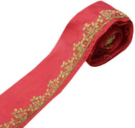 Vintage Sari Border Indian Craft Trim Hand Beaded Zardozi Ribbon Lace Pink