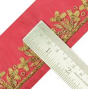 Vintage Sari Border Indian Craft Trim Hand Beaded Zardozi Ribbon Lace Pink