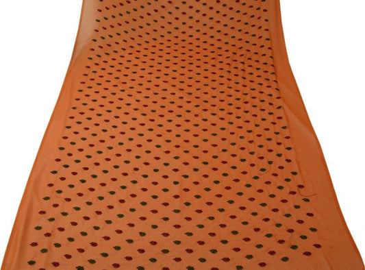 Vintage Saree Multi Purpose Design Fabric Piece for Sew Craft Embroidered Rust