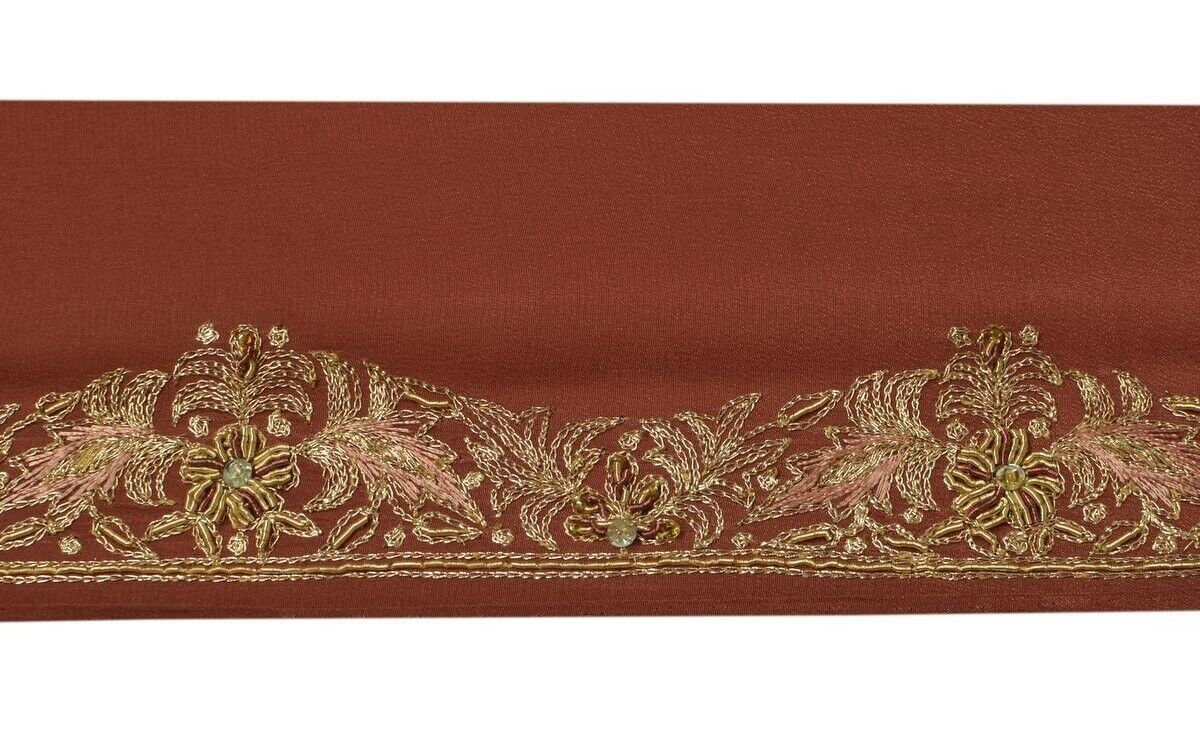 Vintage Sari Border Indian Craft Trim Hand Beaded Embroidered Sewing Ribbon Lace