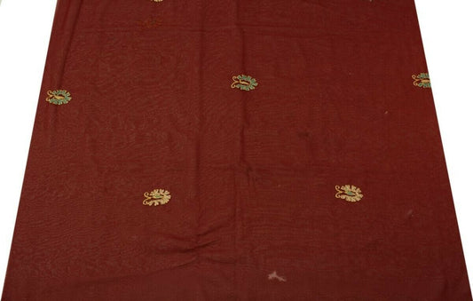 Indian Art Silk Vintage Sari Remnant Scrap SHEER Fabric for Sewing Craft Maroon