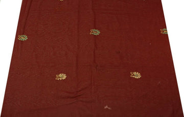 Indian Art Silk Vintage Sari Remnant Scrap SHEER Fabric for Sewing Craft Maroon