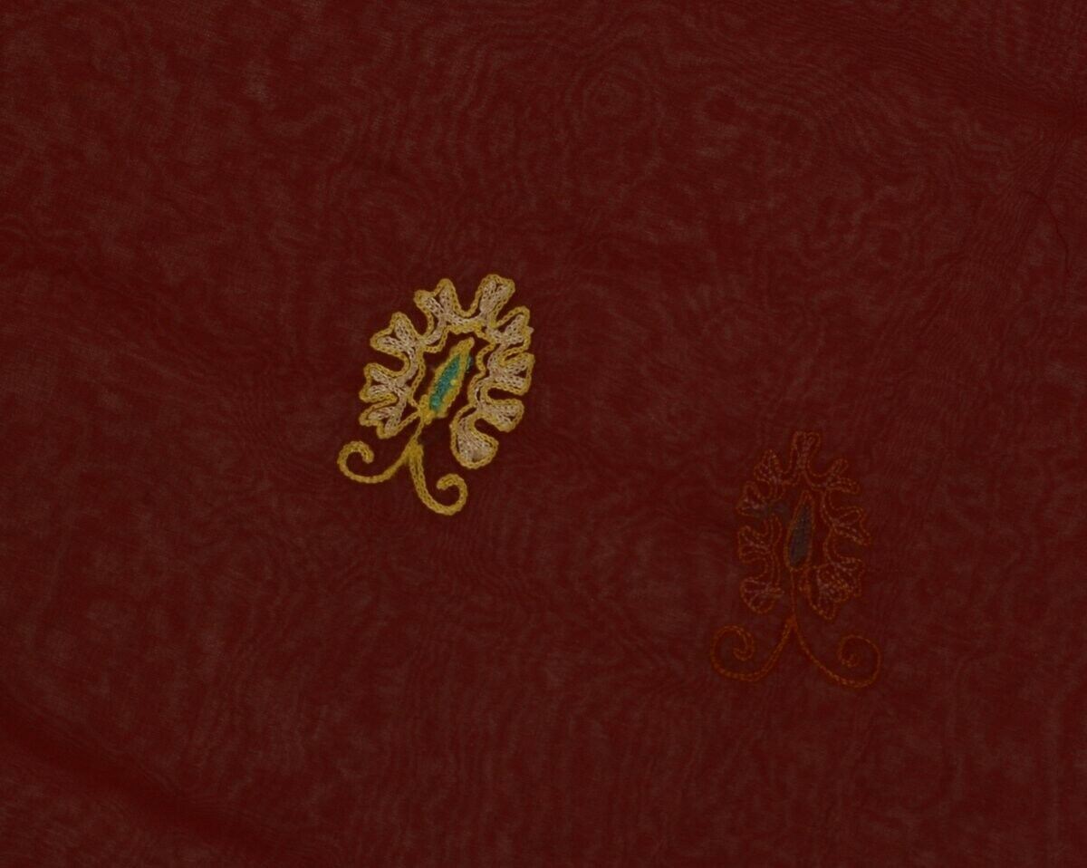 Indian Art Silk Vintage Sari Remnant Scrap SHEER Fabric for Sewing Craft Maroon