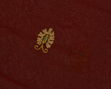 Indian Art Silk Vintage Sari Remnant Scrap SHEER Fabric for Sewing Craft Maroon