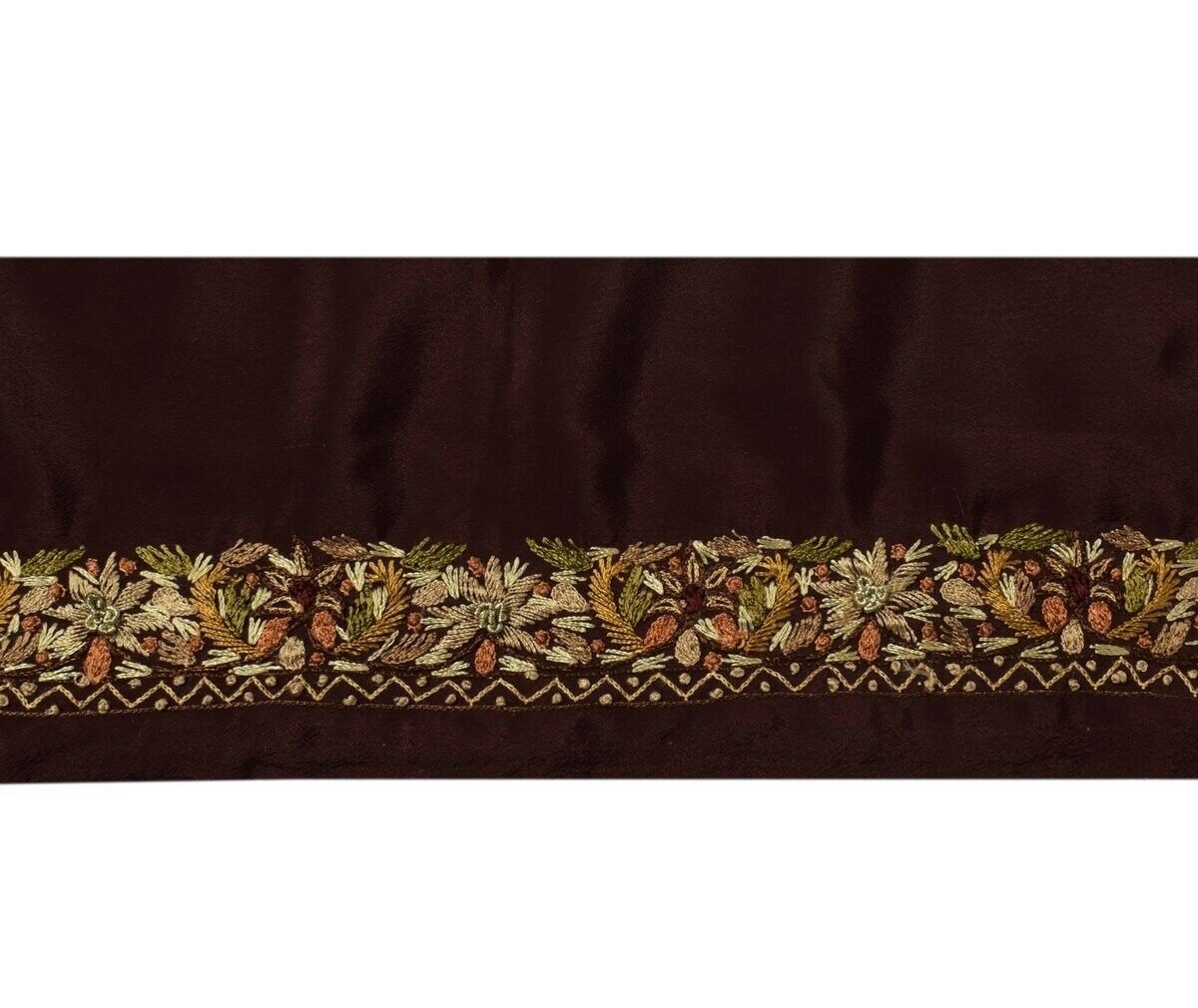 Vintage Sari Border Indian Craft Trim Hand Embroidered Garnet Sewing Ribbon Lace