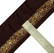 Vintage Sari Border Indian Craft Trim Hand Embroidered Garnet Sewing Ribbon Lace